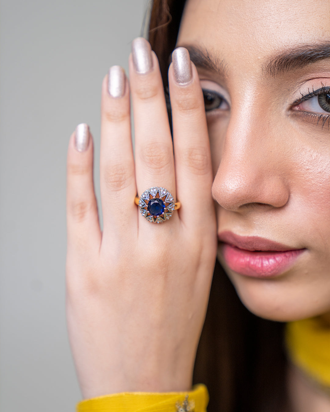 Blue | Zircon Judao Rings with Real Stone | 18K Gold Polish | Adjustable Size | 1 year Warranty | MR-333