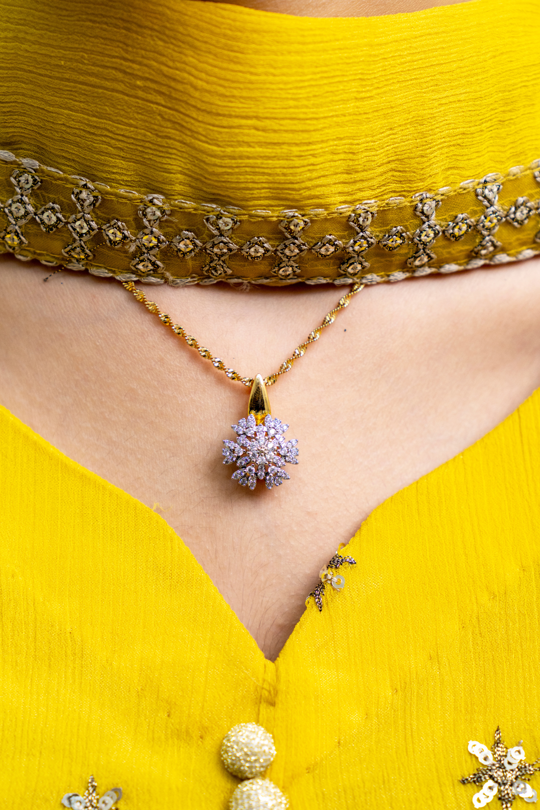 💎Diamond Cut Zircon Locket Set | 22K Gold Polish (1 year Warranty) | MK-300