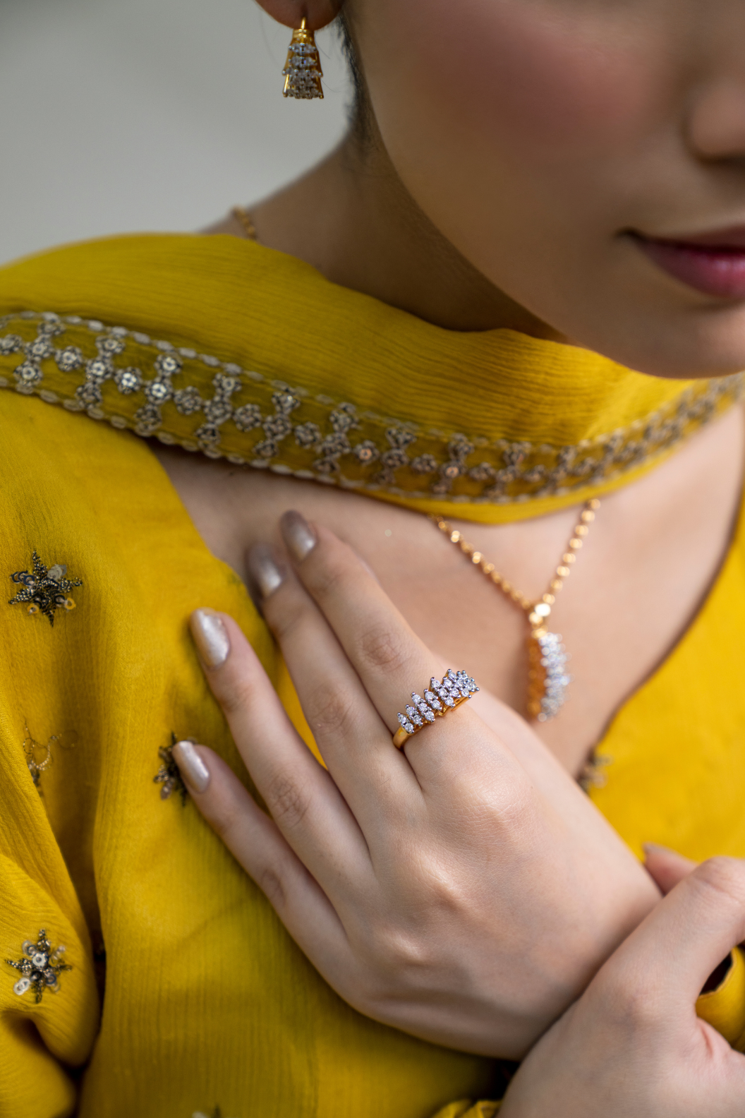 💎Diamond Cut Zircon Locket Set | 22K Gold Plated (1 year Warranty) | MK-381