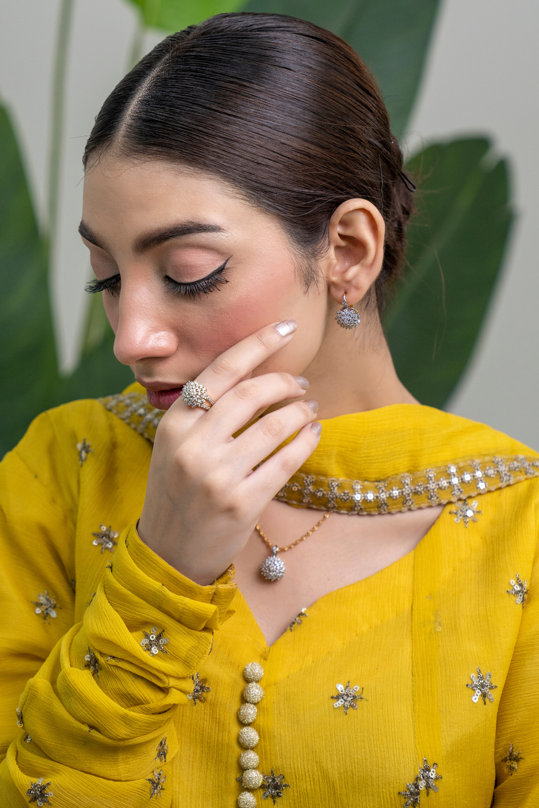 💎Diamond Cut Zircon Locket Set | 22K Gold Plated (1 year Warranty) | MK-305