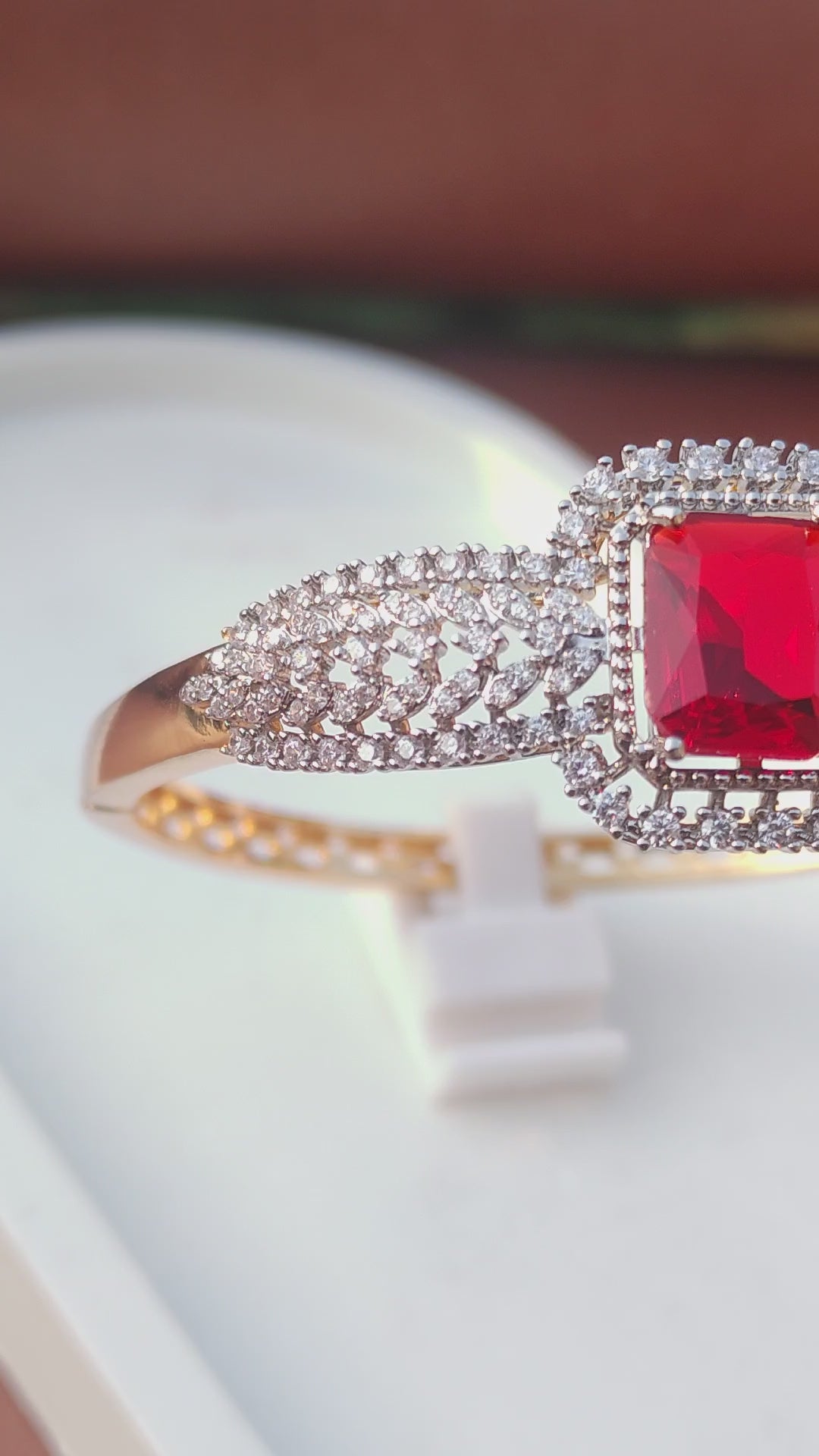 22K GOLD PLATED| REAL ZIRCONS| RED ZIRCON |ADJUSTABLE | 1 YEAR WARRANTY |