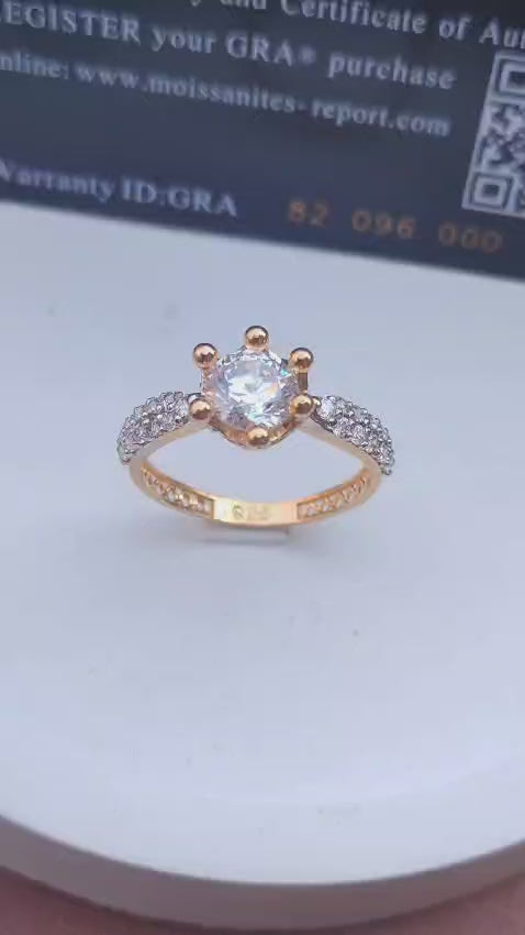 925 SILVER STERLING RING GOLD PLATED WITH MOISSANITE DIAMOND S08