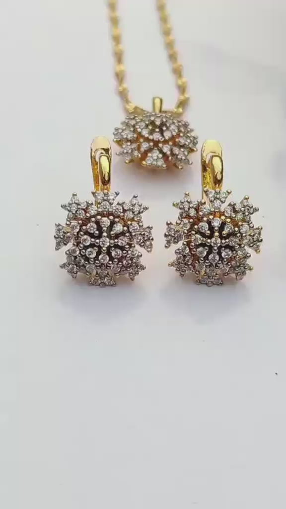 💎Diamond Cut Zircon Locket Set | 22K Gold Plated (1 year Warranty) |