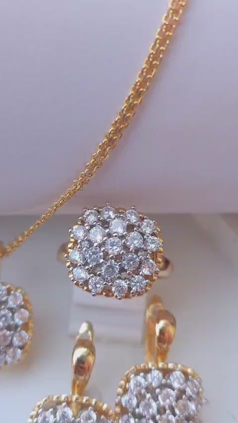 💎Diamond Cut Zircon Locket Set | 22K Gold Plated (1 year Warranty) |