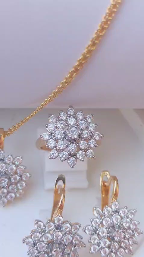 💎Diamond Cut Zircon Locket Set | 22K Gold Plated (1 year Warranty) |