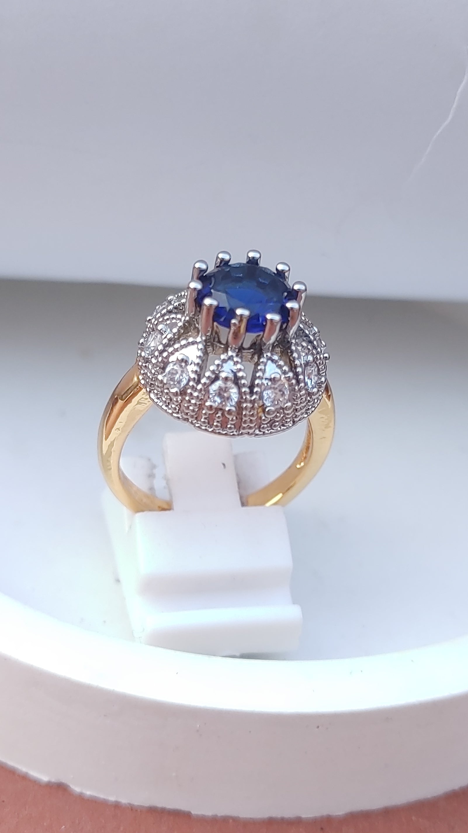 Blue | Zircon Judao Rings with Real Stone | 18K Gold Polish | Adjustable Size | 1 year Warranty | MR-333