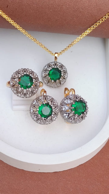 💎Diamond Cut Zircon Locket Set | 22K Gold Plated (1 year Warranty) |