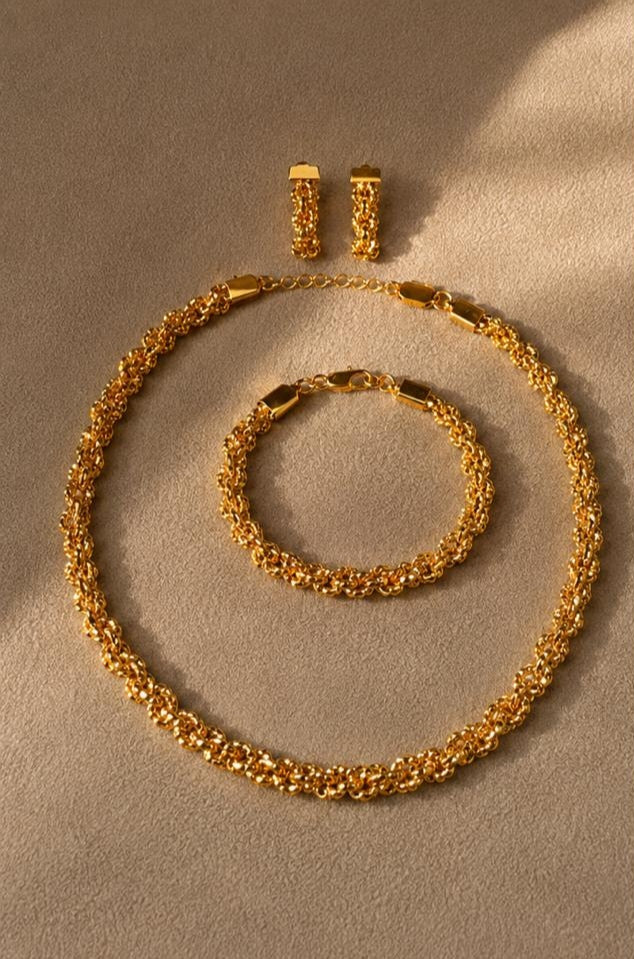 CHUNKY GOLD PLATED SETS DUBAI GOLD STYLE G1108