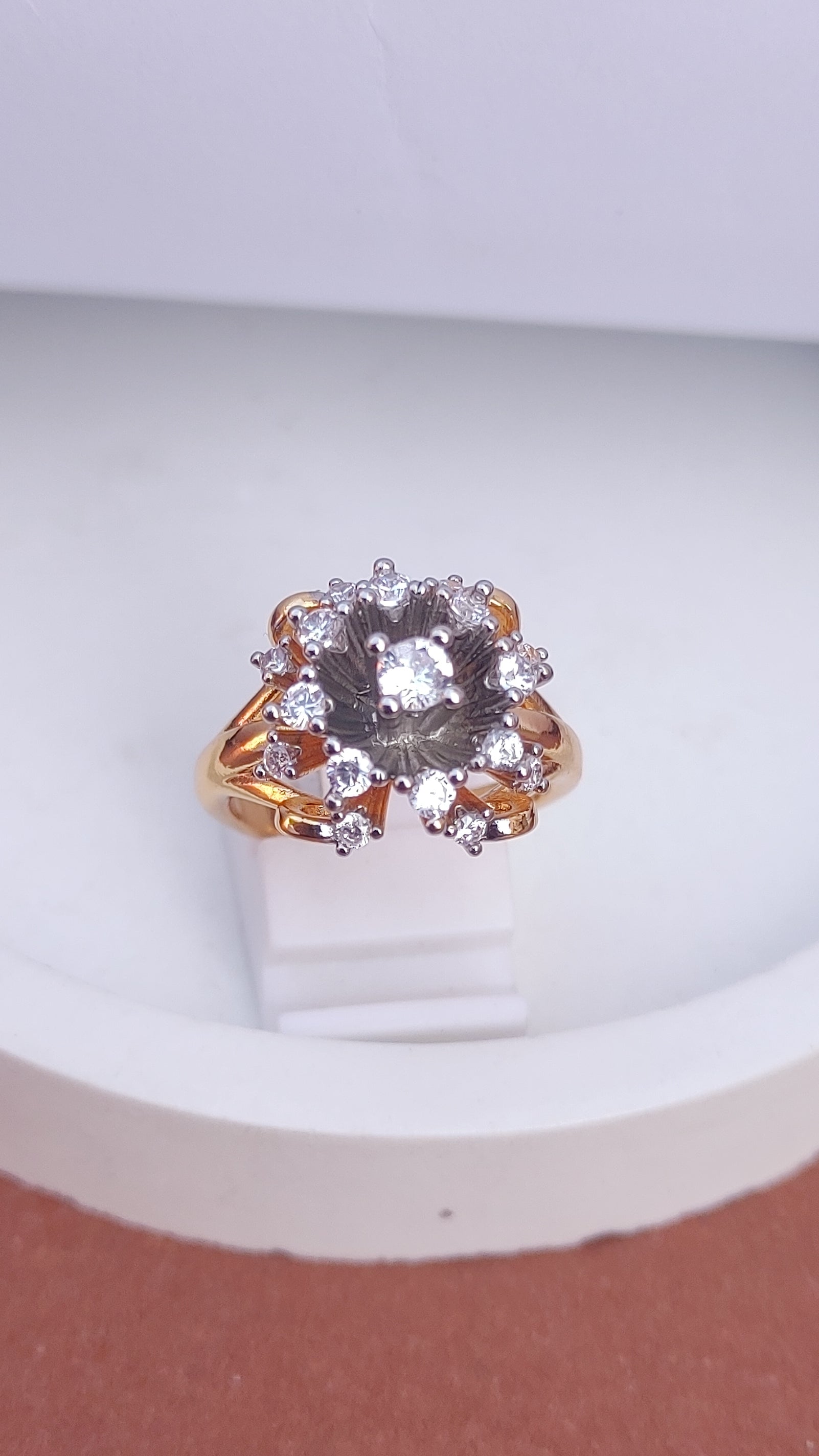 Diamond 💎 cut Zircon judao adjustable ring 22 k gold plated hand crafted |