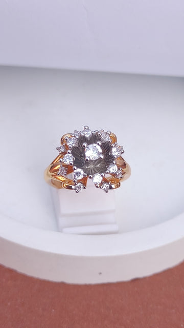 Diamond 💎 cut Zircon judao adjustable ring 22 k gold plated hand crafted |