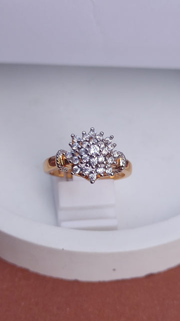 Diamond 💎 cut Zircon judao adjustable ring 22 k gold plated hand crafted |