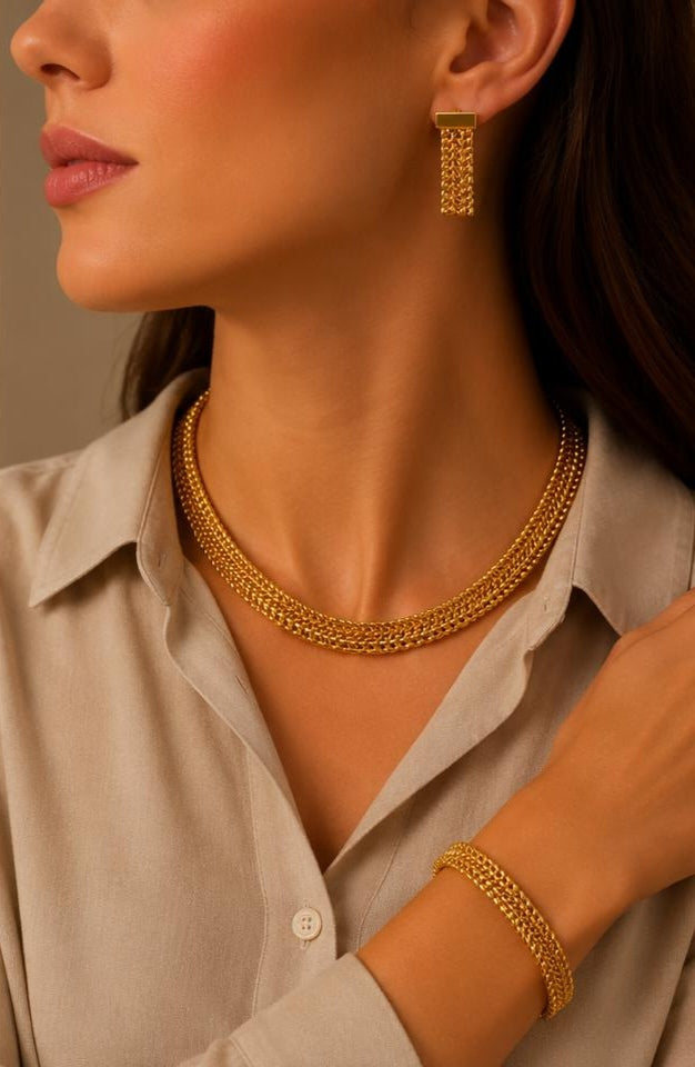 CHUNKY GOLD PLATED SETS DUBAI GOLD STYLE G1107