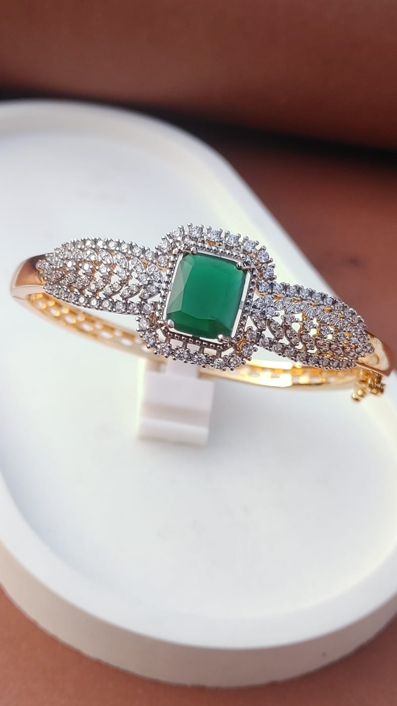 22K GOLD PLATED| REAL ZIRCONS| GREEN ZIRCON |ADJUSTABLE | 1 YEAR WARRANTY |