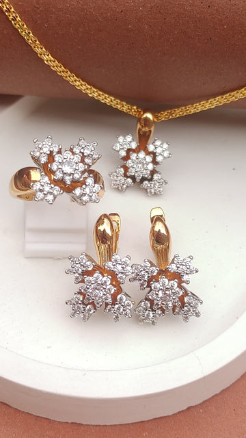💎Diamond Cut Zircon Locket Set | 22K Gold Plated (1 year Warranty) |