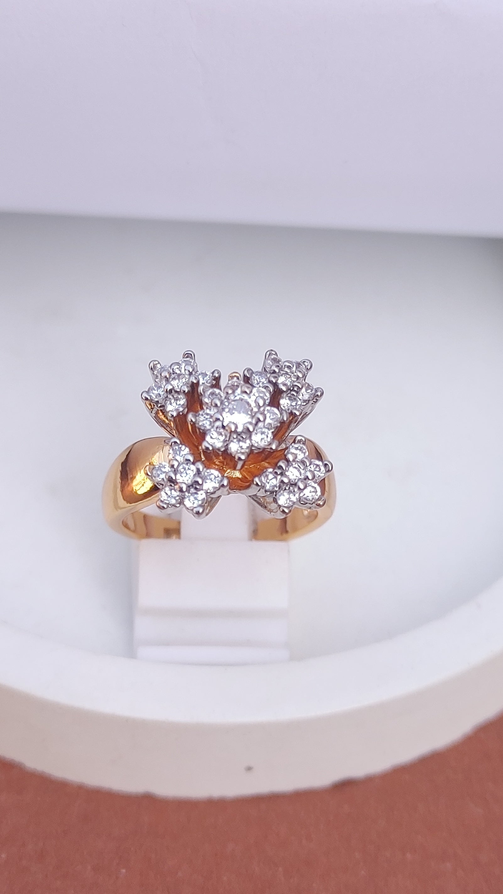 Diamond 💎 cut Zircon judao adjustable ring 22 k gold plated hand crafted | MR-330