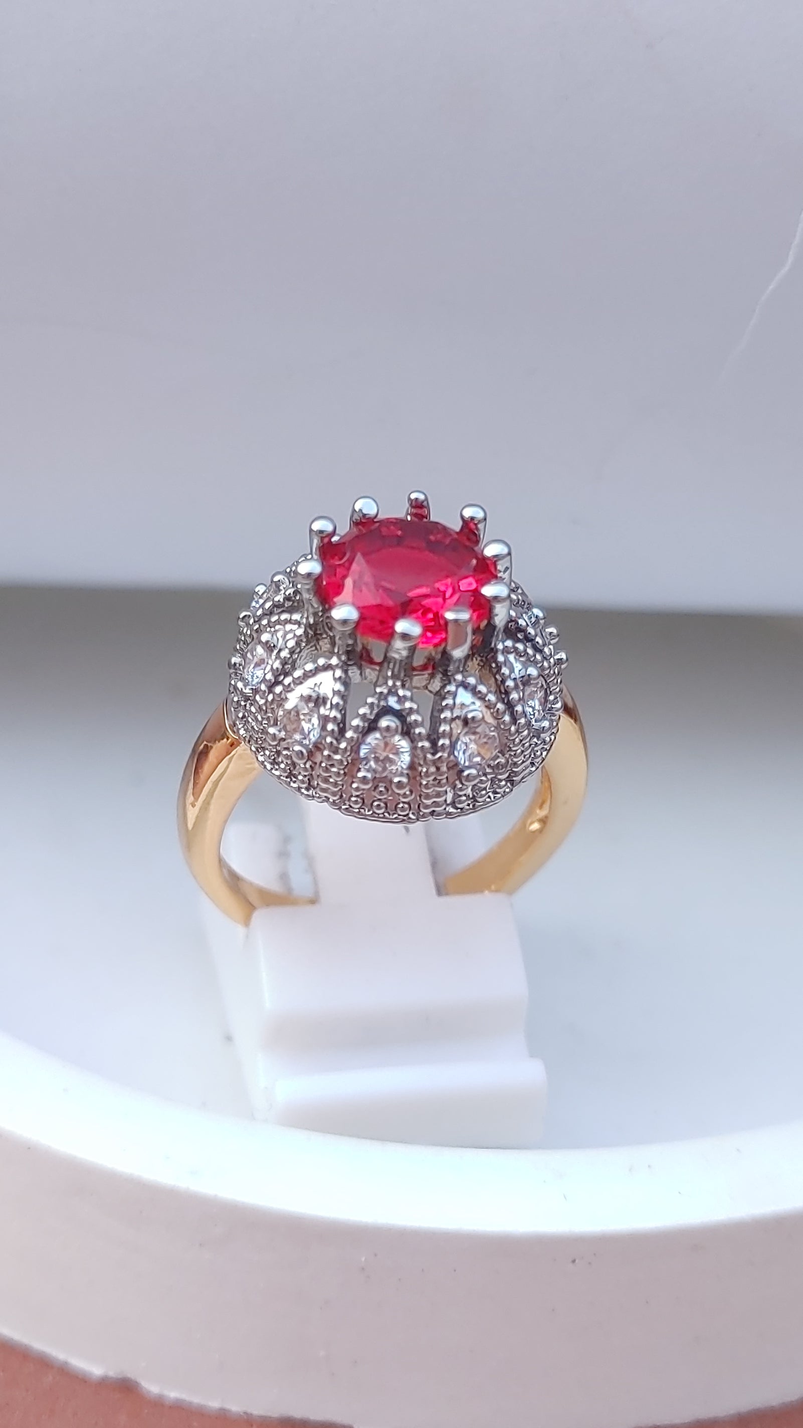 Ruby | Zircon Judao Rings with Real Stone | 18K Gold Polish | Adjustable Size | 1 year Warranty | MR-333