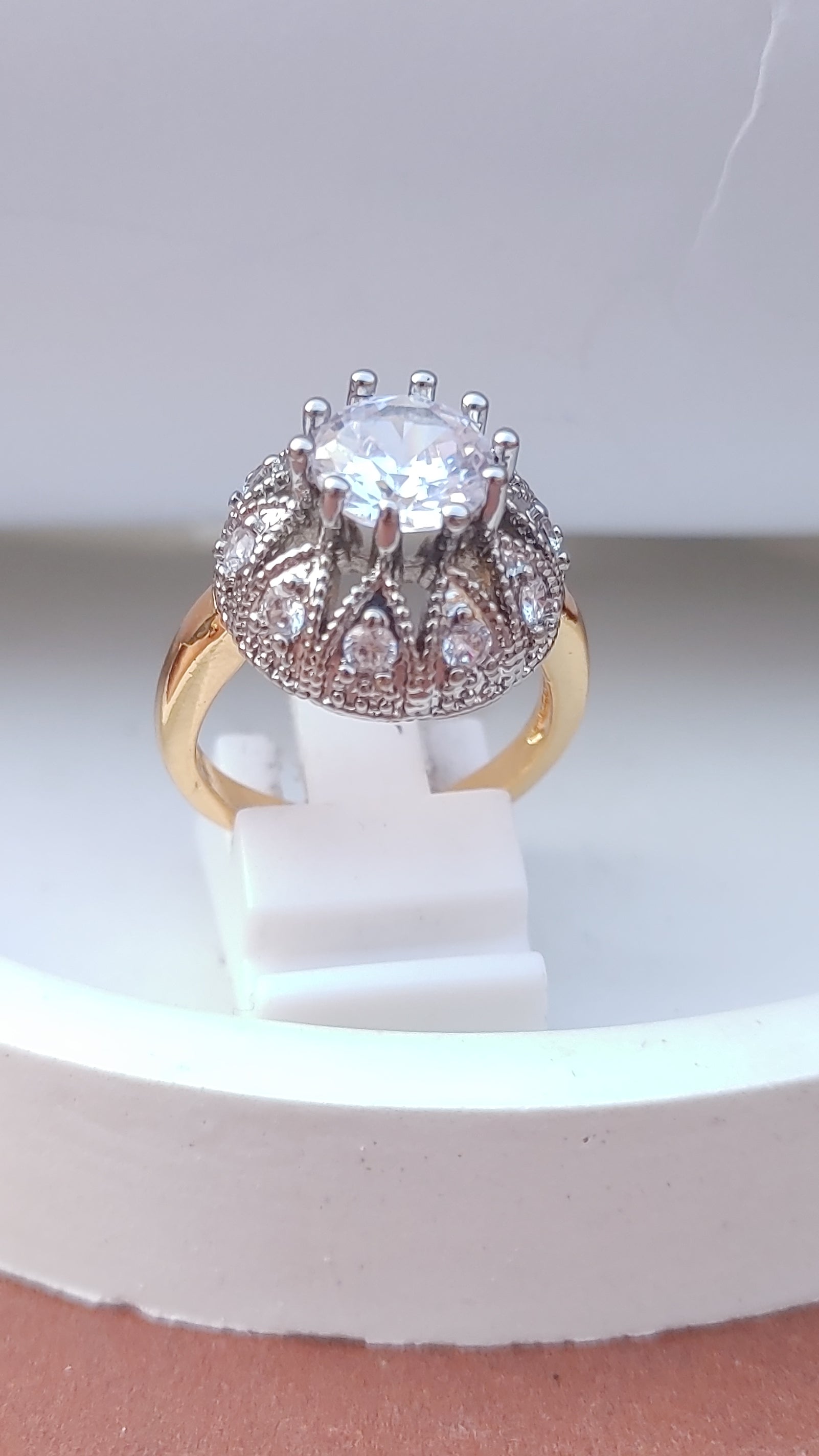 White | Zircon Judao Rings with Real Stone | 18K Gold Polish | Adjustable Size | 1 year Warranty | MR-333