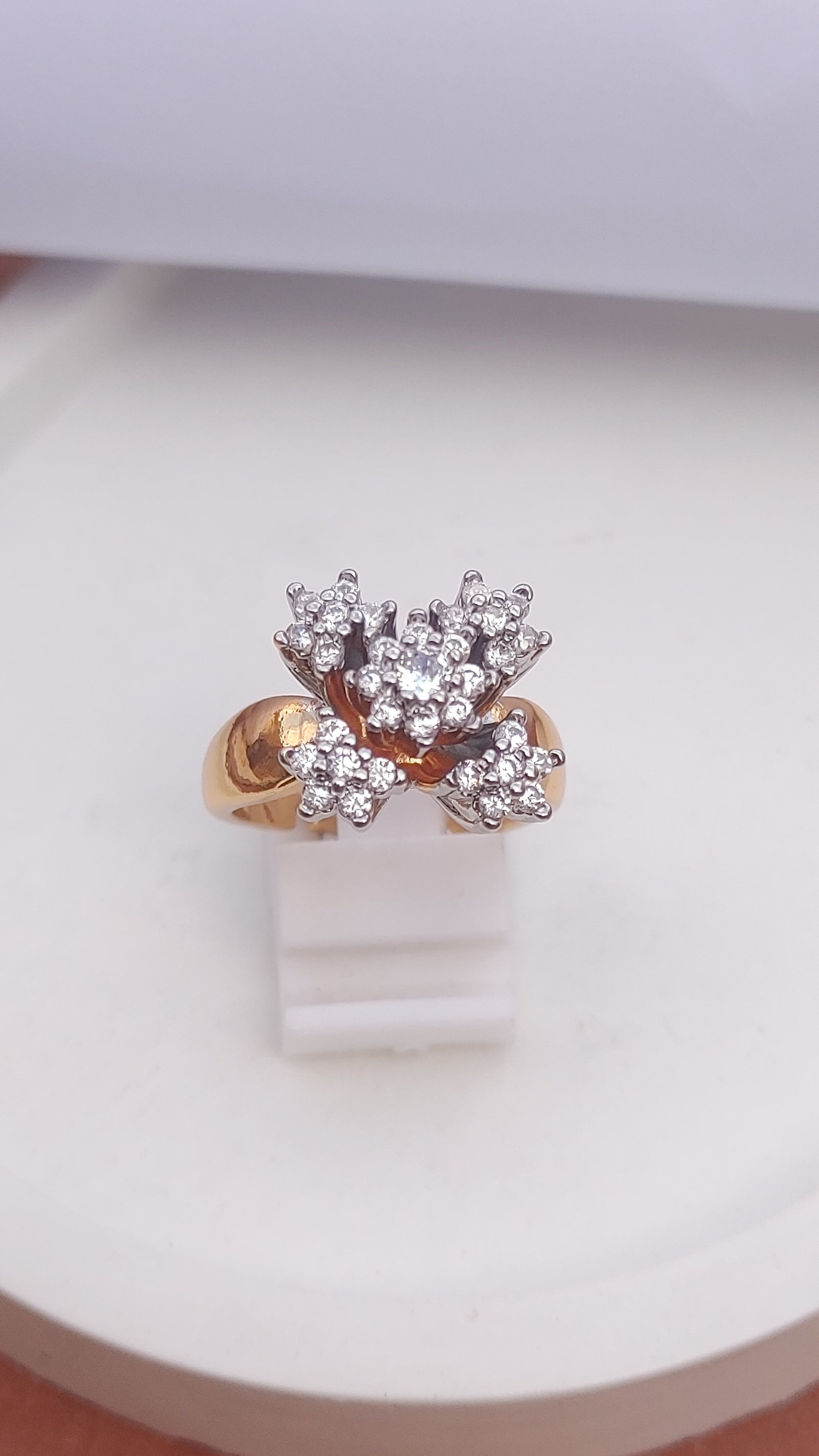 Diamond 💎 cut Zircon judao adjustable ring 22 k gold plated hand crafted |