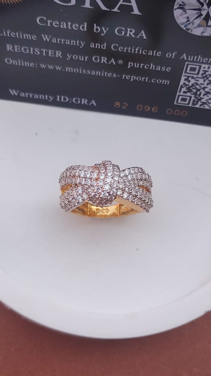 925 SILVER STERLING RING GOLD PLATED WITH MOISSANITE DIAMOND S22
